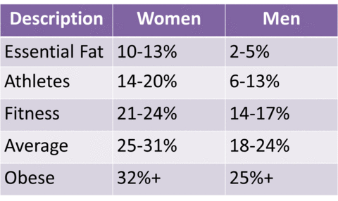 pictures of different body fat percentages