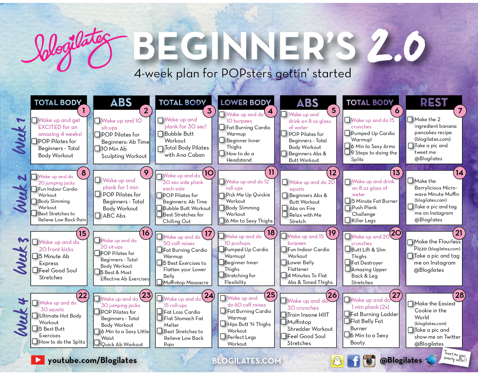 NEW Beginners Calendar 2.0 - Blogilates