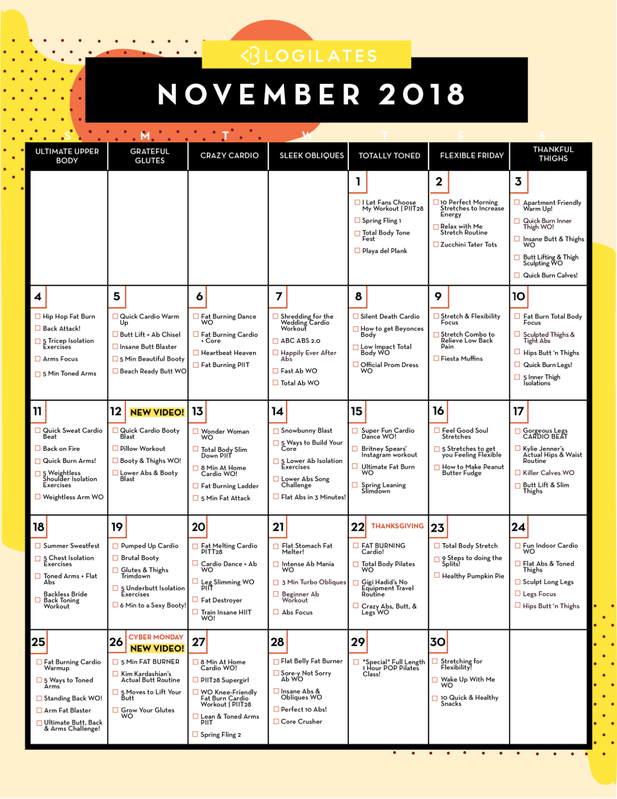 Your November Workout Plan Blogilates