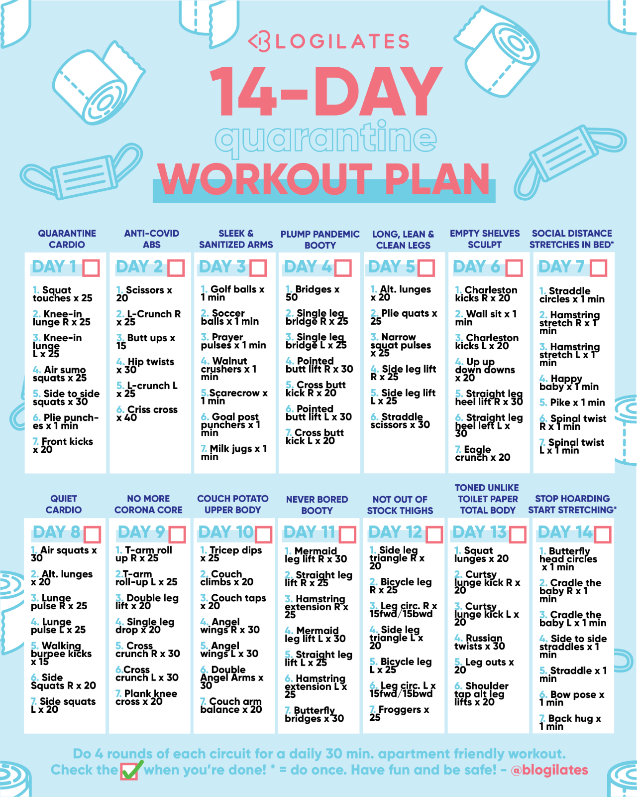 14Day Quarantine Workout Plan Blogilates