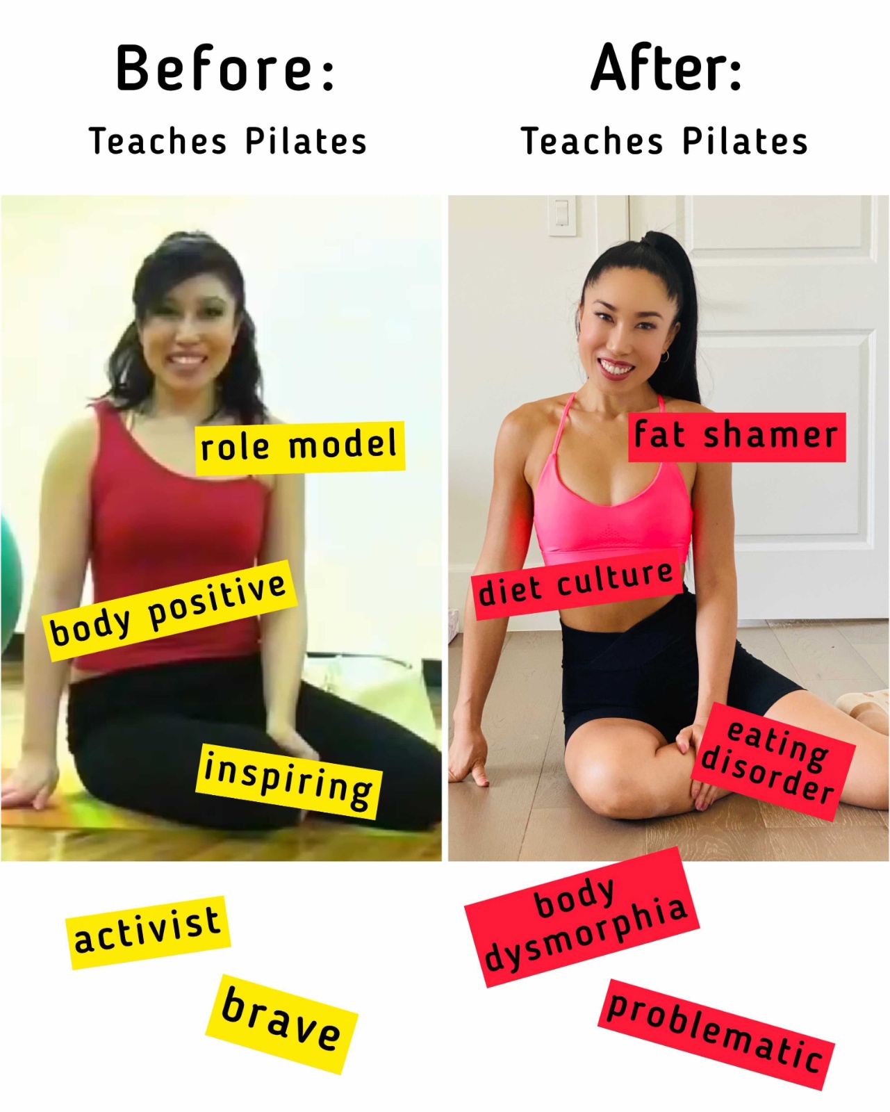 fat workout woman showing chubby belly before exercise. motivated exerciser  reveal fat under skin choosing training to burn calories. determined gym  member have spirit for changing unhealthy fat body Photos