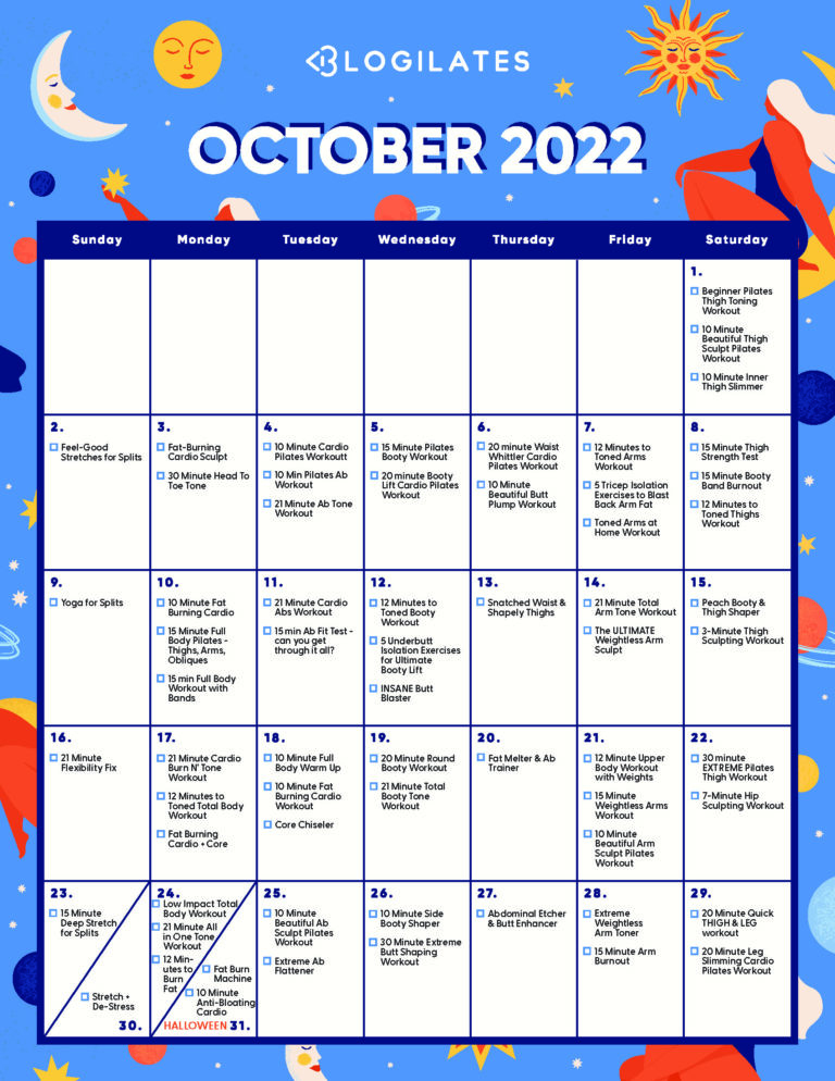 The Blogilates October 2022 Workout Calendar! Blogilates