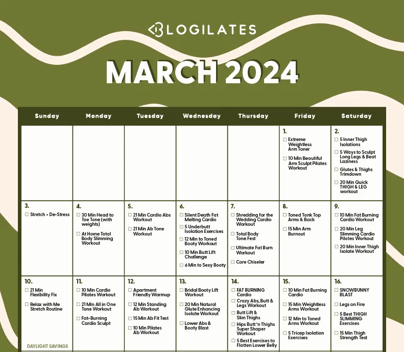 The Blogilates March 2024 Workout Calendar!! Blogilates