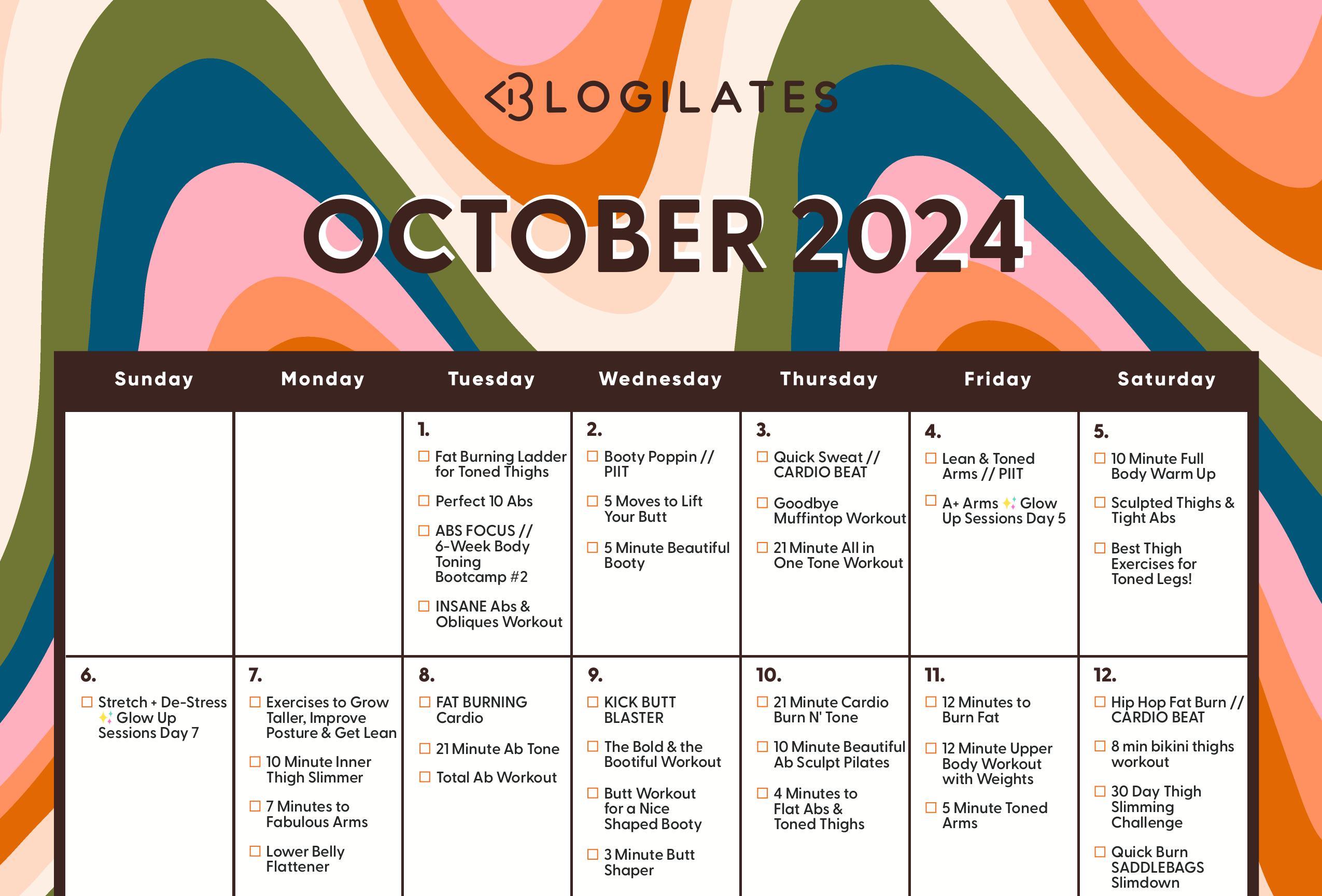 Your Blogilates October 2024 Workout Calendar Blogilates